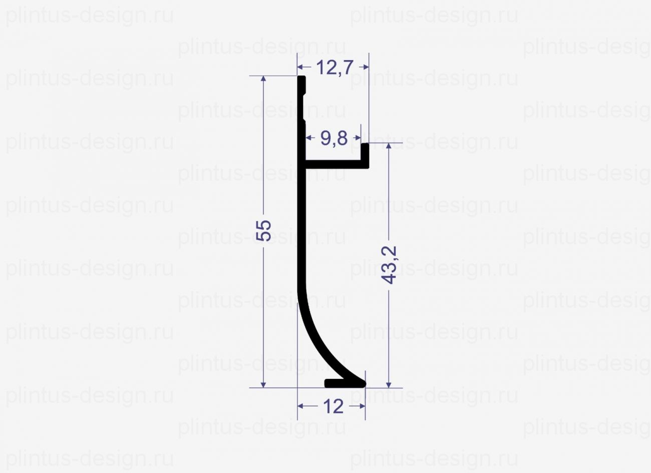 SC 9016 теневой радиусный плинтус Line Art