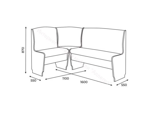 Кухонный уголок Барон 2 (скамья), коричневый/венге
