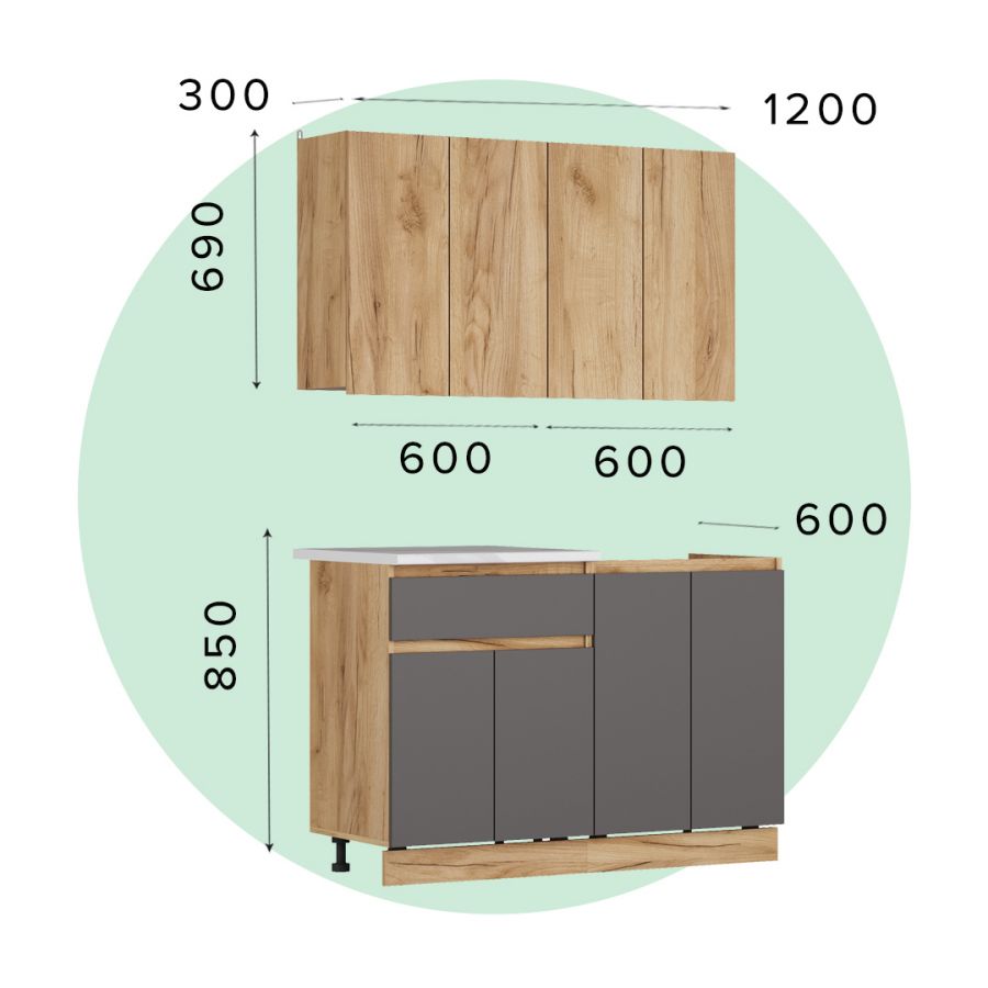 Кухонный гарнитур ЛЕГЕНДА-40 СИТИ ЛДСП х1,2м