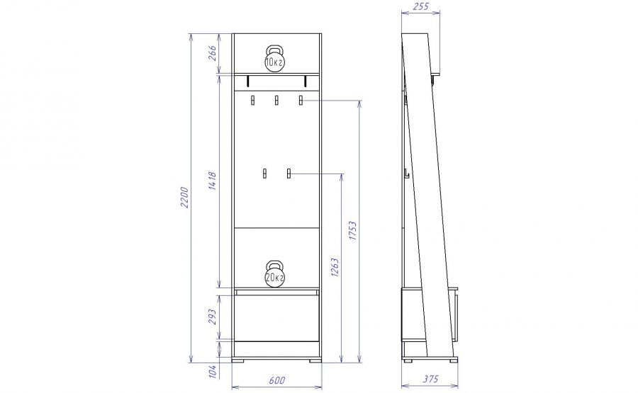 Шкаф открытый с вешалкой ПС-2 "Стреза"