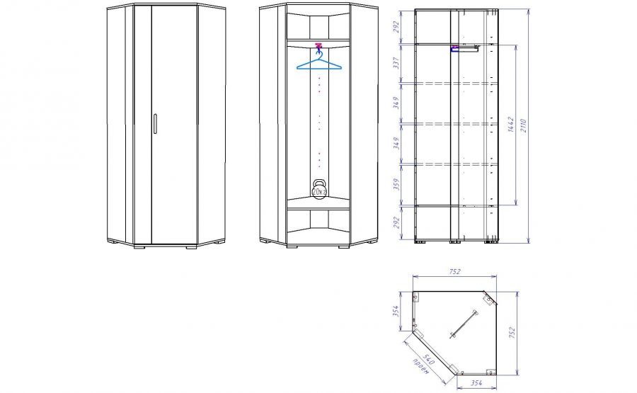 Шкаф угловой ПХ-2 "Хана"