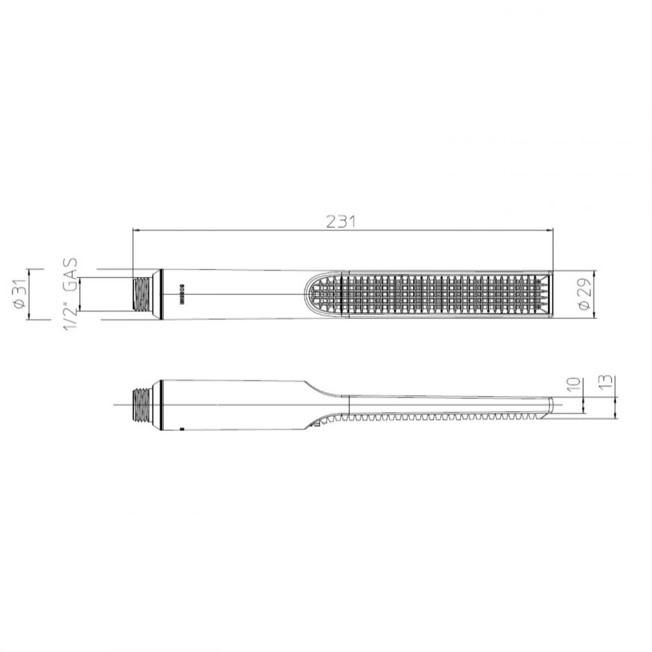 Прямоугольный ручной душ с 1 режимом Bossini APICE B00910 ФОТО