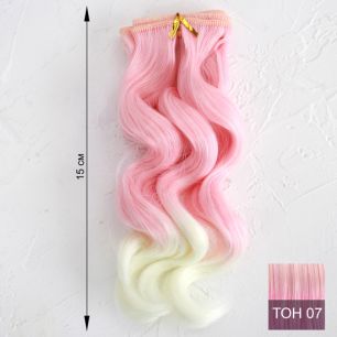 Трессы для создания причеcки куклам - Двойной завиток 15 СМ розовый омбре