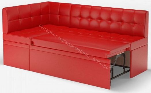 Кухонный диван угловой Остин со спальным местом, Левый Эко кожа Reex Red