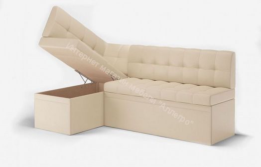 Кухонный диван угловой Остин со спальным местом, Левый Эко кожа Reex cream