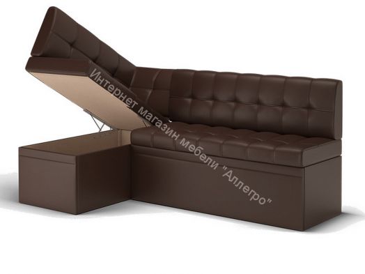 Кухонный диван угловой Остин со спальным местом, Левый Эко кожа Reex Brown