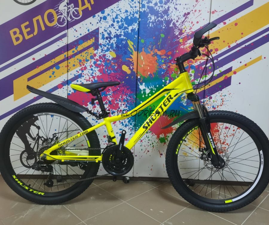 Велосипед алюминиевый 24" Shuster спицы зелёный низкая рама Велосипед алюминиевый 24" Shuster спицы зелёный низкая рама