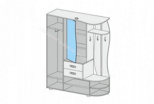 Прихожая Иннэс-1, 1.6 м, правая, венге/дуб белфорт