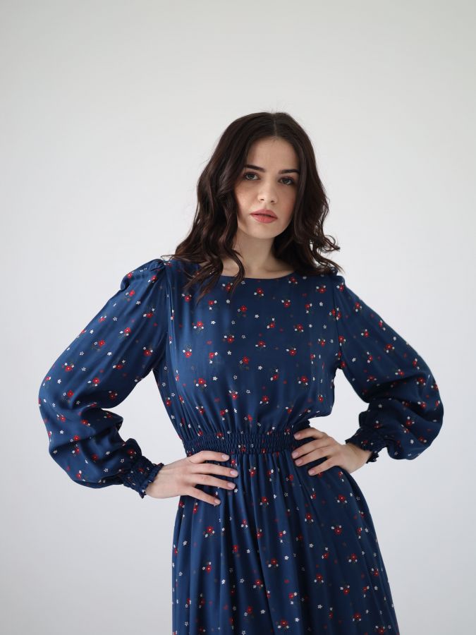 Платье Azzurro из вискозы синее