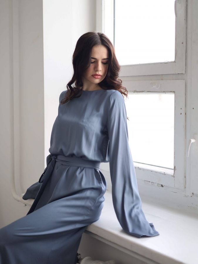 Платье Bambù из бамбука пыльно-синий