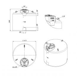 Схема. Емкость TOR 2000л с откидной крышкой