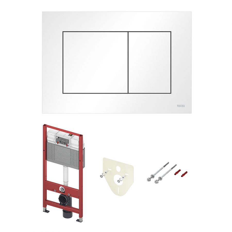 Комплект для установки подвесного унитаза: застенный модуль, пластиковая панель смыва TECEnow, белая