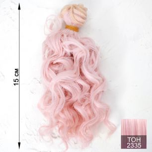 Трессы для создания причеcки куклам - Кудри персиково-розовые - 15 СМ