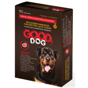 Лакомство витамины для собак Good Dog со вкусом Альпийской говядины 90 таб