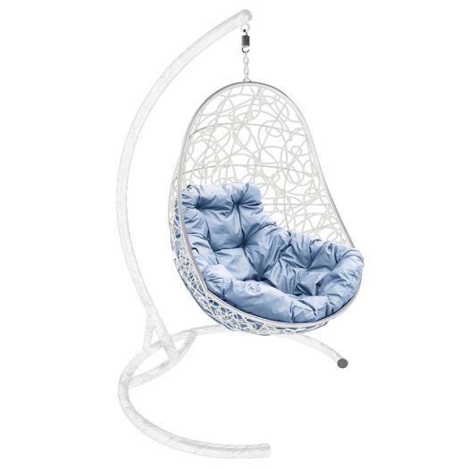 МГКОР-11-09 Подвесное кресло ОВАЛ с ротангом белое, серая подушка