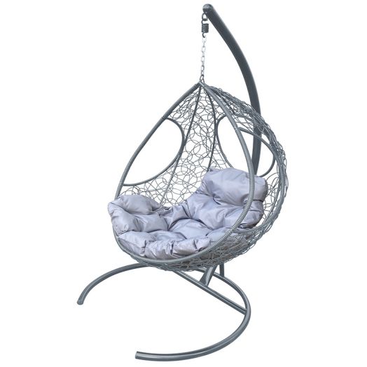 МГКДР-13-09 Подвесное кресло ДОЛЬКА с ротангом серое, серая подушка