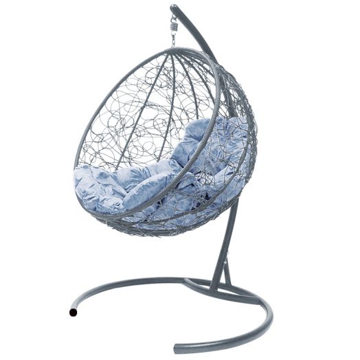 МГКШР-13-09 Подвесное кресло КРУГ с ротангом серое, серая подушка