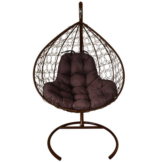 МГКИР-12-05 Подвесное кресло XL с ротангом коричневое, коричневая подушка