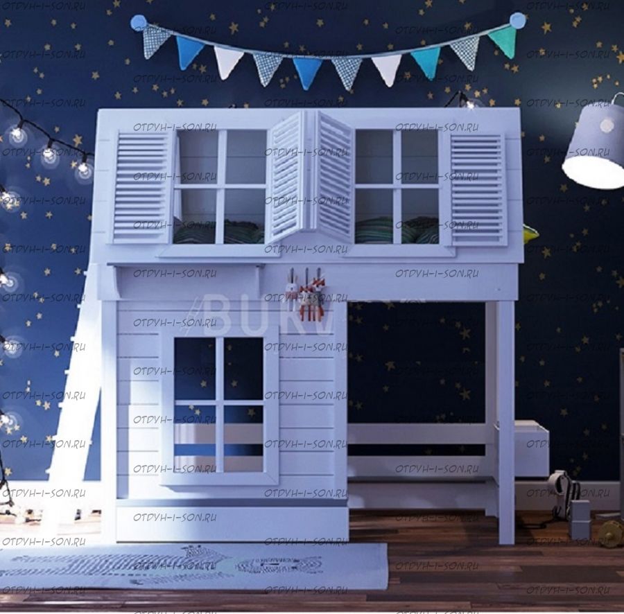 Кровать-чердак Домик Village №10, любые размера