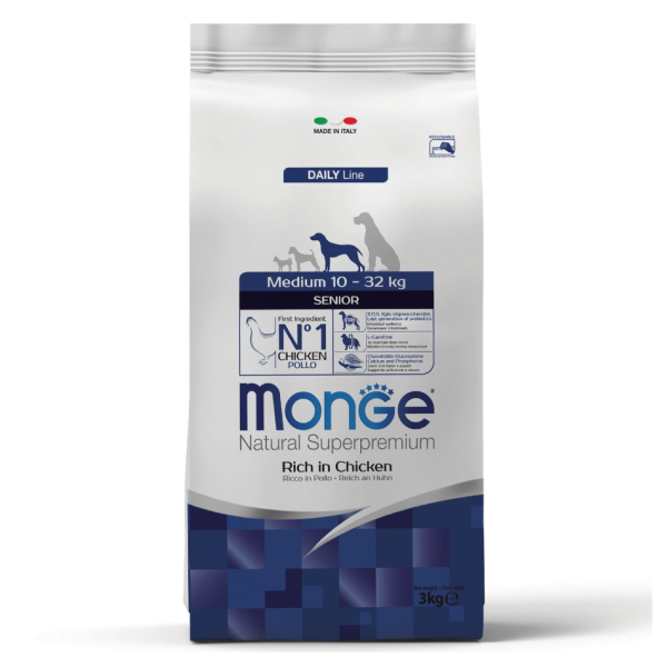 Сухой корм для пожилых собак средних пород Monge Daily Line Medium Senior из курицы