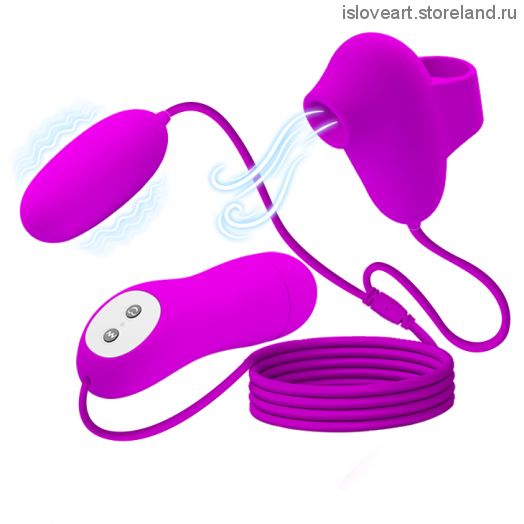 Вакуумный стимулятор на палец с вибро-яйцом «Suction & Vibro Bullet», цвет фуксия