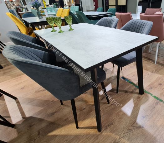 Стол Dikline HB120 хромикс белый/ опоры черные