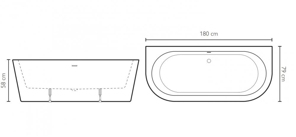 Пристенная акриловая ванна Jacuzzi Silba 180х79 схема 2