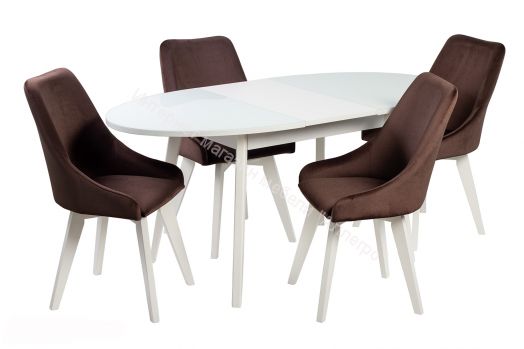 Стол раскладной "Таггарт" 01 (Белое стекло/Белое подстолье)