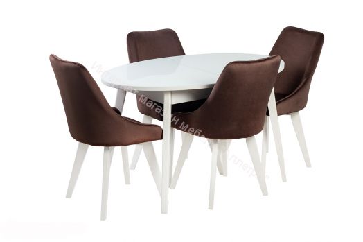 Стол раскладной "Таггарт" 01 (Белое стекло/Белое подстолье)