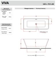 Композитная отдельностоящая ванна Gruppo Treesse Viva 165х70 V286 схема 2