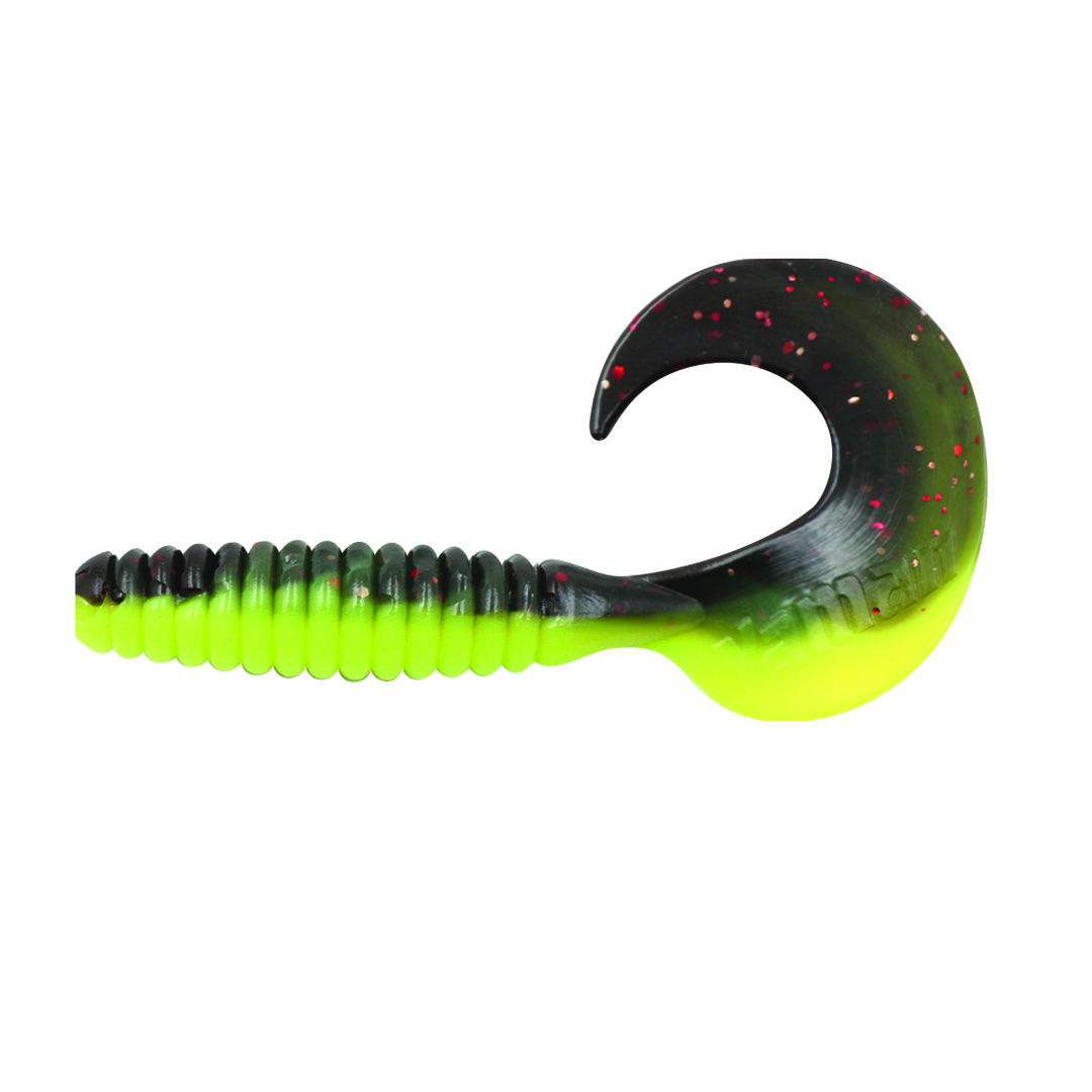 Твистер YAMAN PRO Spiral, цвет #32 - Black Red Flake/Chartreuse