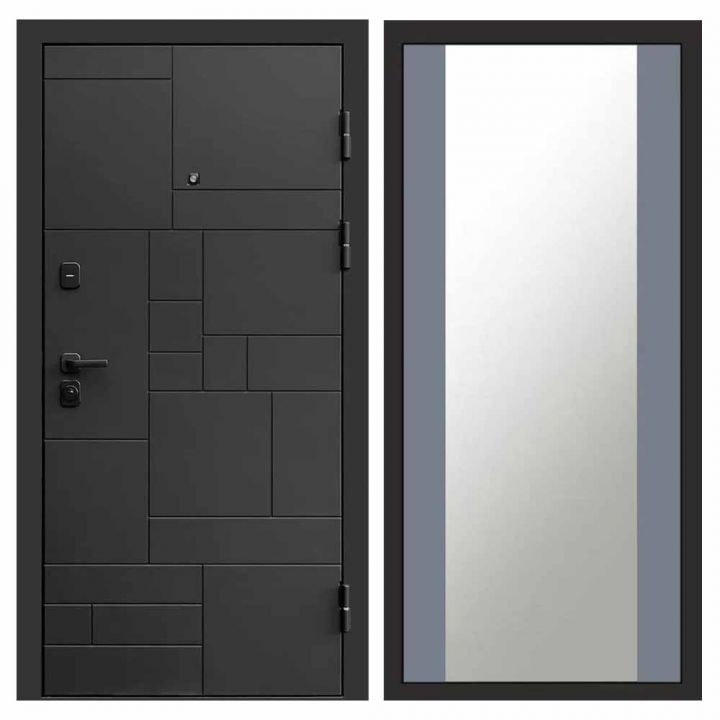Входная дверь Termo-door Квадро BLACK Зеркало Грей Софт