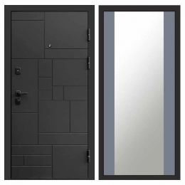 Входная дверь Termo-door Квадро BLACK Зеркало Грей Софт