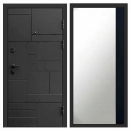 Входная дверь Termo-door Квадро BLACK Широкое Зеркало Фацет Черный Кварц