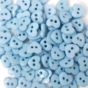 Набор мини пуговиц для творчества, сердечки небесно-голубые, 10 шт. 6 мм.