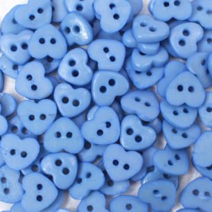 Набор мини пуговиц для творчества, сердечки голубые, 10 шт. 6 мм.