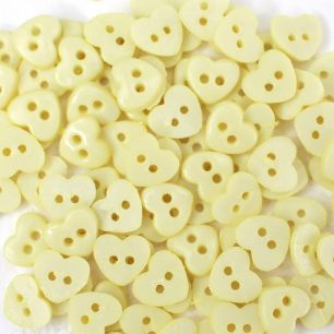 Набор мини пуговиц для творчества, сердечки бледно-желтые, 10 шт. 6 мм.
