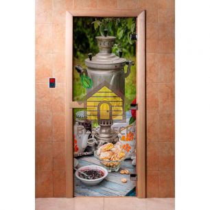 Дверь стеклянная для сауны и бани DW с фотопечатью A077