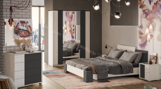 Комод «Валери» (Дуб крафт белый/Антрацит)