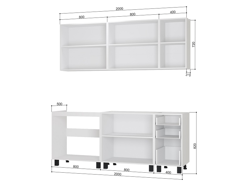 Кухонный гарнитур "Сканди" 1,6 / 2,0 м, без столешницы