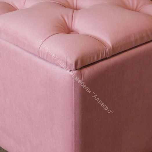 Пуф с каретной стяжкой, велюр розовый