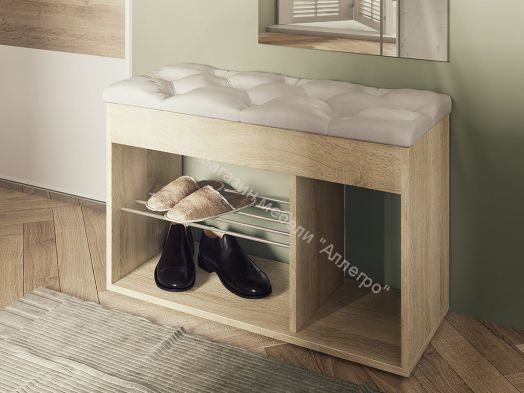 Обувница Вита, дуб сонома/экокожа бежевая