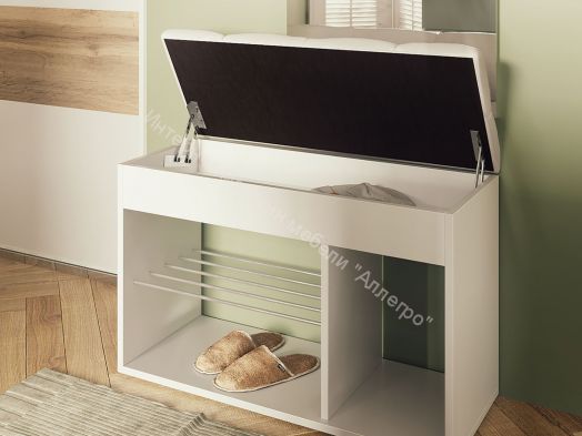 Обувница Вита, млечный дуб/экокожа бежевая