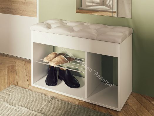 Обувница Вита, белый/экокожа бежевая