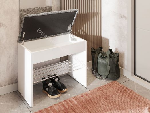 Обувница Лина, дуб сонома/рогожка серая