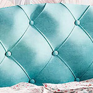 Кровать Звездочка, белый/рисунок единорог/бирюзовый с пуговицами