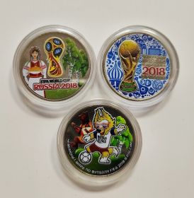 25 рублей ФИФА 3шт - 1,2,3 выпуски. ЦВЕТНАЯ ЭМАЛЬ №27 Oz Msh