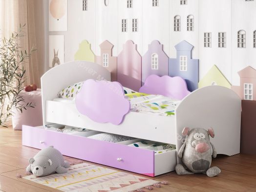 Кровать Тучка с бортиками, 800*1600, белый/ирис