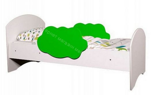 Кровать Тучка с бортиками, 800*1600, белый/лайм