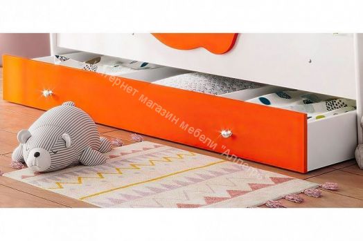 Кровать Тучка с бортиками, 800*1600, белый/оранжевый